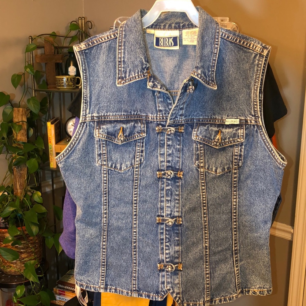 Vtg Bill Blass denim vest, 90’s, fitted, stonewash